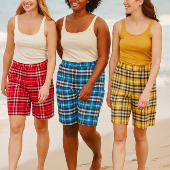Red plaid shorts New LAST ONE SIZE 10 - Picture 1 of 6